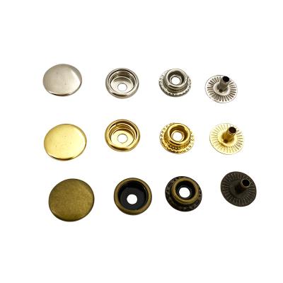 China Round four parts 10mm 12.5mm 15mm fashion clothing bag metal snap fastener snap brass button for sale