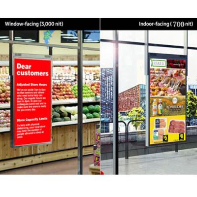 China Outdoor& 55inch 3000nits High Brightness Indoor Double Sided Digital Signage LCD Monitor Window Display for sale