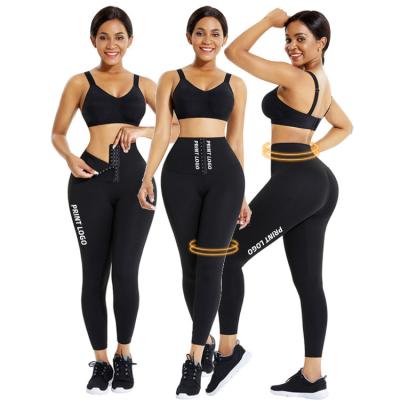 China Fitness 2022 Breathable Shapewear Plus Size Print Logo High Waist Women Waist Trainer Shaper Leggings for sale