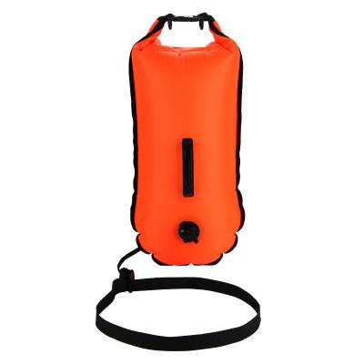 China Water Buoy Customize Tow Float Lightweight Orange Nylon Inflatable Free Swimming Water Floating Swim Buoy Custom Bag Safe for sale