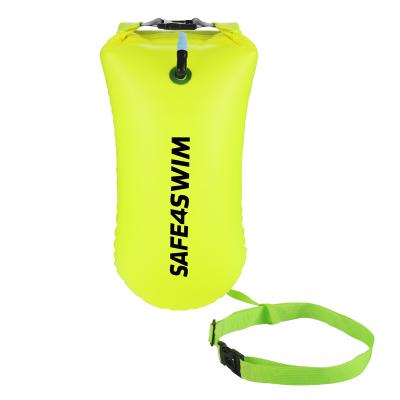 China Water Sports Entertainment Protect PVC Triathlon Freediving Inflatable Open Water Safe Chest Straps Swimming Tow Safe Dry Float Swim Buoy Nylon Bag for sale