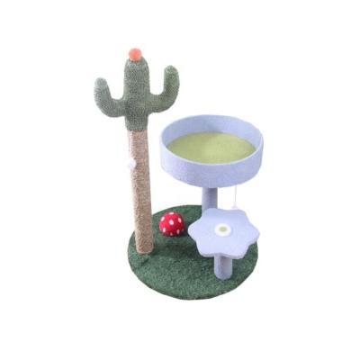 China Stocked Cute Saguaro Cat Tree Pet Climbing Three-tiered Climbing Frame With Ball for sale