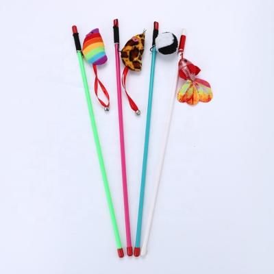 China Factory Wholesale Stocked Pet Cat Toy Mouse Plastic Funny Cat Stick Pen Plastic Cat Teaser Interactive Stick Pole for sale