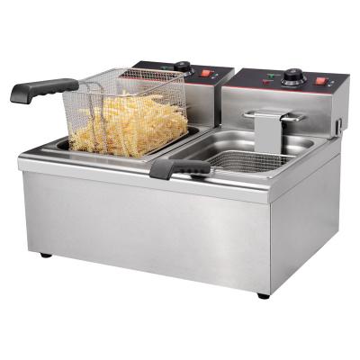 China Heat Protection Function 6L+6L Large Capacity Commercial Chip Fryer Multifunctional Electric Deep Fryer Machine for sale