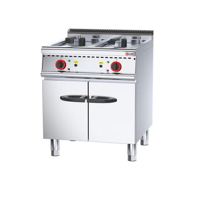 China High Efficiency.Clean.Health Double Tanks Double Baskets Commercial Deep Fryer Restaurant 24L*2 Electric Chicken Fryer Machine With Cabinet for sale