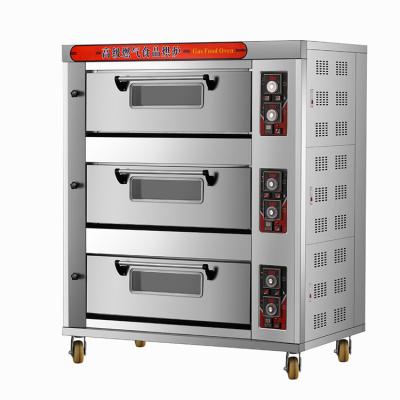 China Eco - Friendly Commercial Baking Equipment 3 Deck 6 Trays Gas Baking Oven for sale