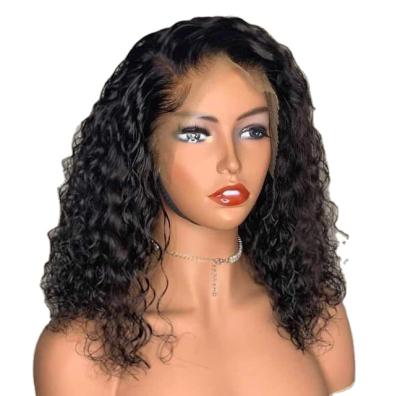 China Water Wave Fashion Curly Hair Short Lace Front Bob Wig For Women HD Color 4x4 Lace Closure Surf Curly Wig for sale