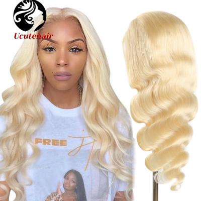 China Wholesale 100% SILKY STRAIGHT 613 Blonde Human Hair Wigs Cuticle Aligned Straight Blonde Virgin Hair Lace Wigs With Bangs for sale