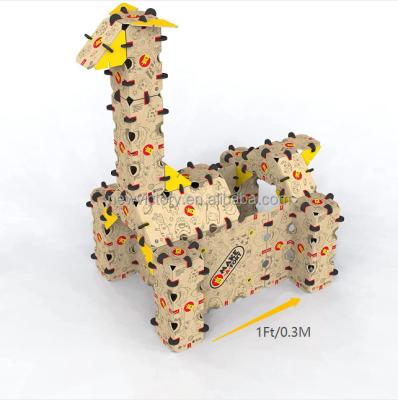 China Cartoon Toy Educational DIY Construction Fort Building Kits for Kids Assemble Cardboard Toy for Kids Cardboard Indoor Playhouse for sale