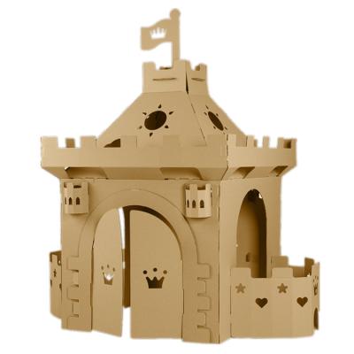 China DIY Practice Amazon Eco DIY Cardboard Castle Kids Playhouse 3d Puzzle Foldable Toy House for sale