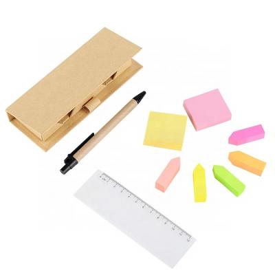 China Self Adhesive Back to School Stationery Note Set Organizer Colored Page Markers Sticky Index Label with Ruler and Pen for sale