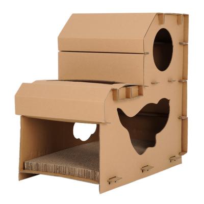 China Sustainable Retail Cat House Price With Environmental Corrugated Cardboard Material for sale