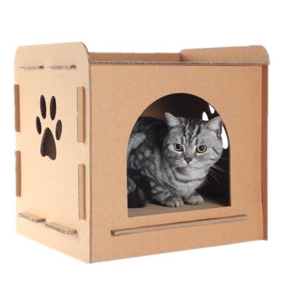 China Sustainable Hot Selling Foldable Cat House From Cardboard Boxes for sale