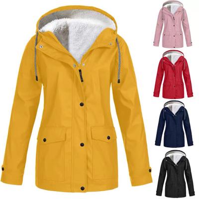 China Women's Waterproof Coat Winter Hooded Raincoat With Velvet Jacket Mountaineering Outdoor Wear Hooded Jacket Blazer For Women for sale