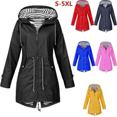 China Women's long raincoat casual raincoat plus size coat zipper pocket Lady Coats Autumn Winter Warm loose ecowalson for sale