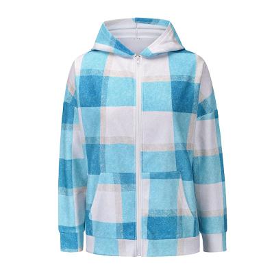 China Ladies Reversible Hot Selling Plaid Tops With Hoodie Custom Made Long Sleeve Jacket For Women Fall And Winter Jacket Coat for sale