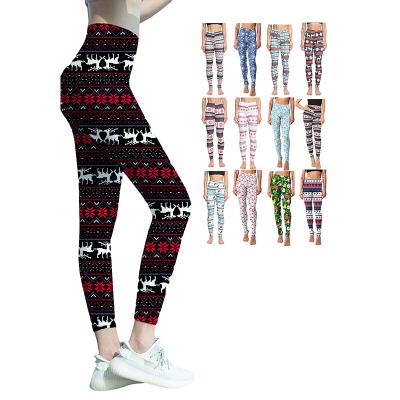 China Wholesale Antibacterial New Year Holiday Girls Leggings Winter Pants Christmas Gently Prints Leggings For Women High Waist Sports Yoga Pants for sale