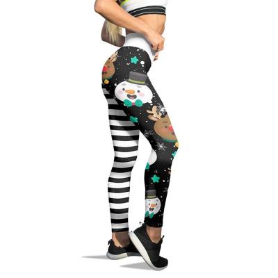 China 2021 Christmas Creative Funny Striped Print Cartoon Patchwork Antibacterial High Waist Women Gaiters Tights For Girls Fall Winter Pants for sale