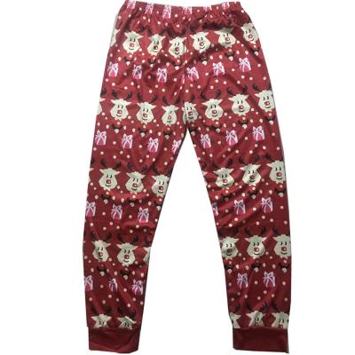 China Antibacterial Hot Selling Christmas Elk Print Cartoon Winter Christmas Pajamas Pants Women Girls Casual Pants For Home for sale