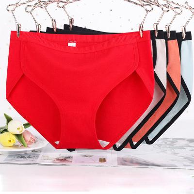 China Antibacterial Plus Size Cotton Panties Patchwork Underwear Women Mid Waist Briefs Matching Abdomen Brief Fe Breathable M -4XL Summer for sale