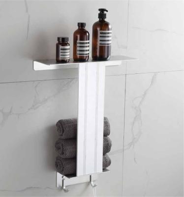 China With Hook Double Bathroom Shelves Place Wall Mounted Self Adhesive Towels And Hangs Bath Balls for sale