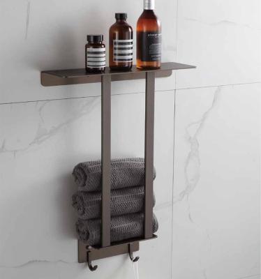 China With Hook Wall Mount Holder Towel Shelf Metal Storage Organizer Bathroom Shelf No Drilling Self Adhesive Home and Kitchen for sale