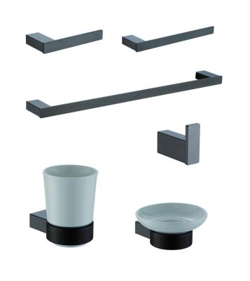 China Modern Bath Accessories Fittings Bathroom Sets Aluminum Alloy Gray Style Modern Hotel for sale