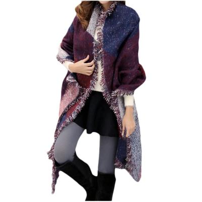 China Factory outlet women's cashmere shawl winter wrap plaid European American warm cape scarves for sale