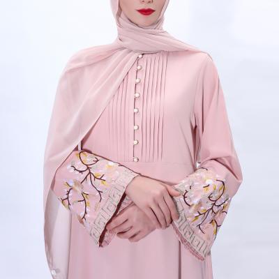 China Sweet Soft Feeling Plus Size Ramadan Flower Embroidery Muslim Abaya Hijab Dress Abaya Hijab Robe Muslim Abaya Kaftan Long Robe Muslim Islamic Islam for sale