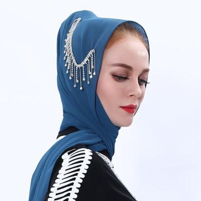 China Muslim Hijab Abaya Kaftan Kaftan Rhinestone Chiffon Summer Feeling Scarf Hijab Wholesale Turkish Arab Scarf Smooth Soft Women Long for sale