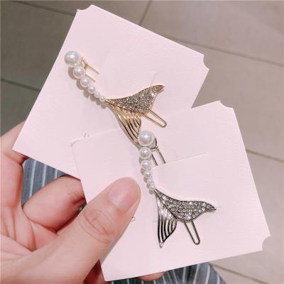 China Popular Hot Selling Korean Women Girl Hair Clip Rhinestone Hair Clip Headdress Mermaid Tail Pearl Mermaid Tail Hair Accessory for sale