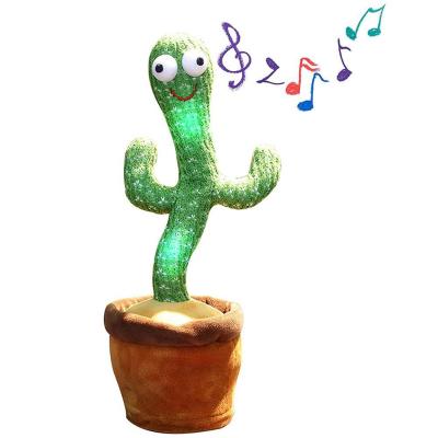 China Gift Light Speaker Baby Kid Education Toy Home Decor Electronic Shake Plush Dancing Stuffed Cactus Toy for sale