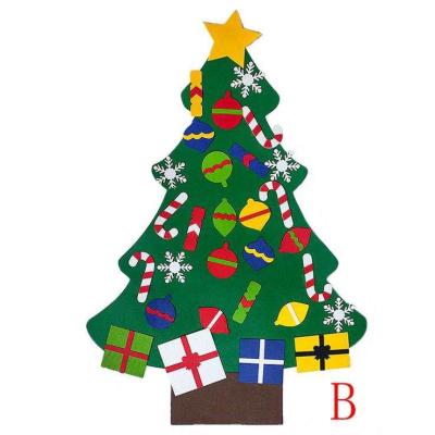 China New 2020 37*30 Inch Christmas DIY Felt Christmas Tree Wall With 30 Pcs Ornament Set For Kids for sale