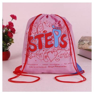 China Eco-friendly Nylon Non-woven Package Pouch Polyester Non-woven Package Pouch Pink Package Pouch Nonwoven Drawstring Bag for sale