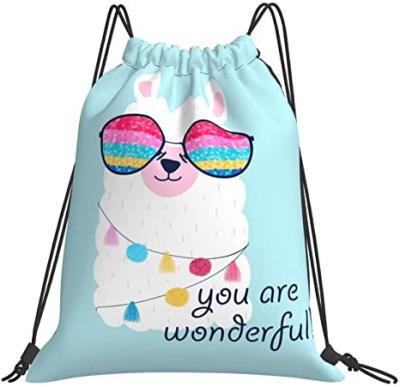 China Cute Eco-friendly Cartoon Pattern Drawstring Bags Sport Gym Bag Yoga Bag For Teens For Gym for sale