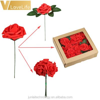 China Exquisite 25 Pcs Per Box Colorful Soap Roses Soap Flowers Dried Stem Flowers For Valentine's Day Wedding And Girlfriend Gifts for sale