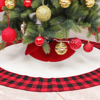 China Vlovelife 48inch Thick Knitting Wool Christmas Tree Skirt Soft Plaid Christmas Tree Skirt For Chrisma Tree Decor for sale