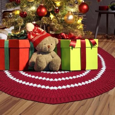 China Vlovelife Sweet 48 Inch Christmas Tree Skirt Red Knit Knitted Christmas Tree Skirt For Chrisma Tree Decor for sale