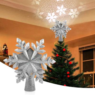 China ABS Plastic Multi Color 3D Chrisma Tree Decor Christmas Decorations Snowflake Christmas Tree Topper Lighted for sale