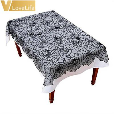 China Vlovelife Modern Tablecloths Lace Up Black Stars Spiderweb Pattern Table Cloth For Ghost Festival Halloween Party Decoration Supplies for sale