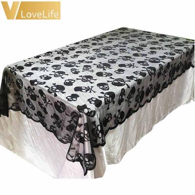 China New Modern Hot Sale Halloween Lace Tablecloth Skeleton Chain Knitted Ghost Festival Party Knitted Table Cloth For Halloween Decorations for sale