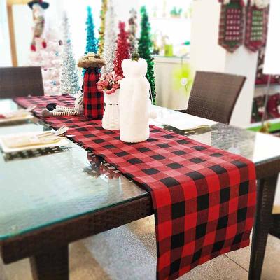 China Black and White Buffalo Plaid 108inch Eco-Friendly Wedding Table Runner for Family Dinner Table Runner Christmas Decor for sale