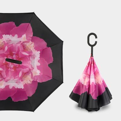 China OEM Bohemian Manual Manufacturer China Manufacturer China Double Open Reverse Layer With C Handle Umbrella for sale