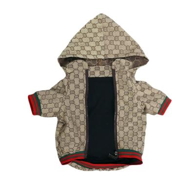 China Stocked autumn and winter knitted sweater luxury brand hooded pet jacket for sale