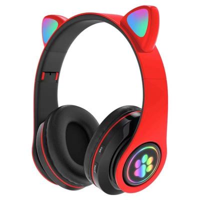 China Headband OEM Customized Logo Wireless Headphone Cute Cat Ear LED Music Headphones Wireless Headset With Mic for sale