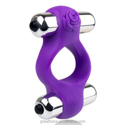 China Hot Sale Two Silicone+ABS Vibrator Bullet Ring Powerful Cock Ring G-spot Cock Ring For Man Sex Toys for sale