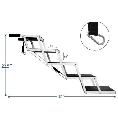 China Durable Foldable Portable Aluminum Dog Stairs Dog Steps Folding Dog Ramp For SUV Car Pet Loader for sale