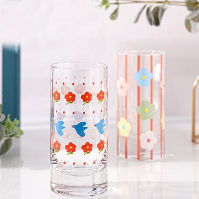 China 2021 Viable Hot Selling Fashionable Custom Printing Pyrex Iced Coffee Glass Soda Juice Cup for sale