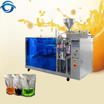 China Automatic Fruit Juice Liquid Filling Packing Food Machine For Doypack Pouch With Corner Spout for sale