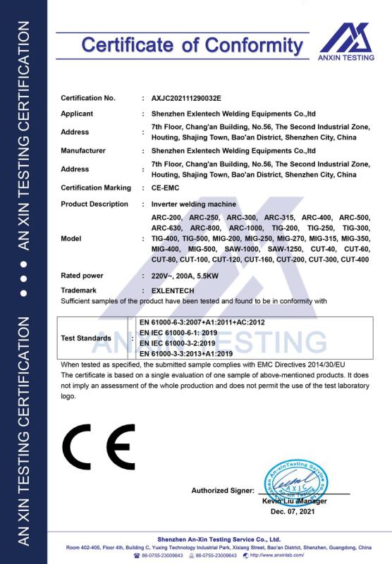 CE - Shenzhen Exxon Welding Equipment Co., Ltd.